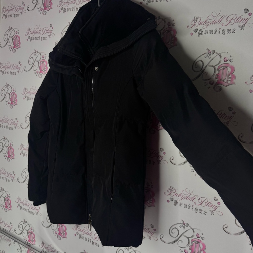 Isaac mizrahi coat puffer Black Jacket zip up collared puff style winter - Picture 3 of 12